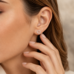 Sparkling Hexagon Stud Earrings – Modern Geometric Sterling Silver Earrings - Image 5
