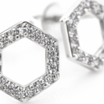 Sparkling Hexagon Stud Earrings – Modern Geometric Sterling Silver Earrings - Image 4
