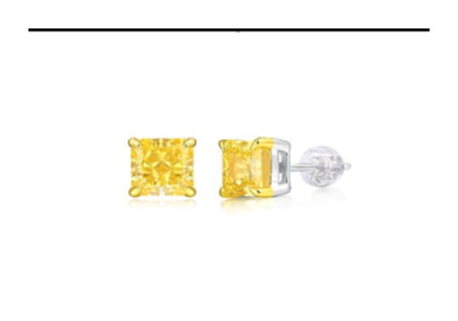 Champagne Yellow Flower Stud Earrings – CE009