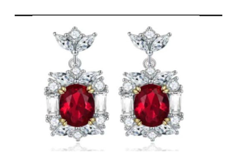 CE016 Ruby Red Drop Earrings – CE016 - Image 1