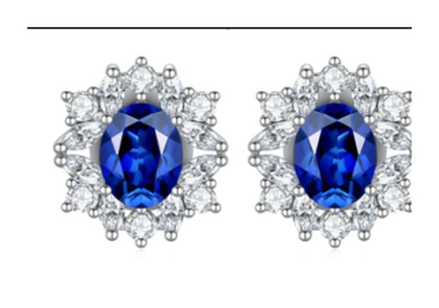 CE046 Sapphire Blue Stud Earrings - CE046 - Image 1