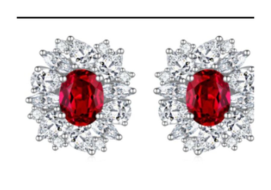 CE051 Ruby Red Stud Earrings – CE051 - Image 1