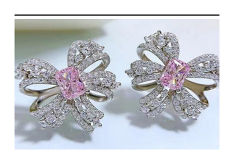 CE077 Rose Pink Bridal Earrings – CE077 - Image 1