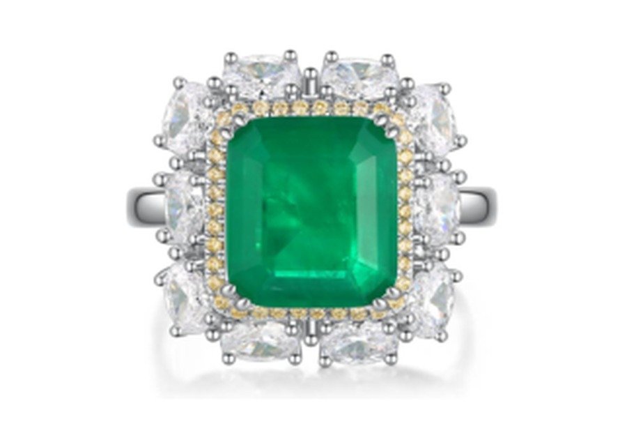 CJ046 Emerald Green Gemstone Engagement Ring – CJ046 - Image 1