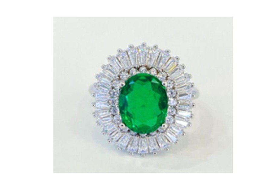 CJ077 Emerald Green Gemstone Engagement Ring - CJ077 - Image 1