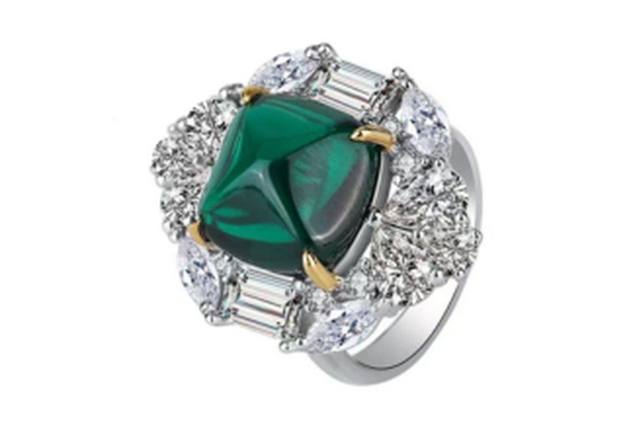 CJ081 Emerald Green Gemstone Engagement Ring – CJ081 - Image 1