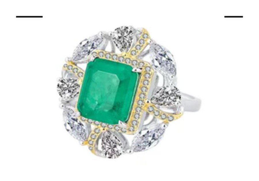 CJ091 Emerald Green Gemstone Engagement Ring – CJ091 - Image 1