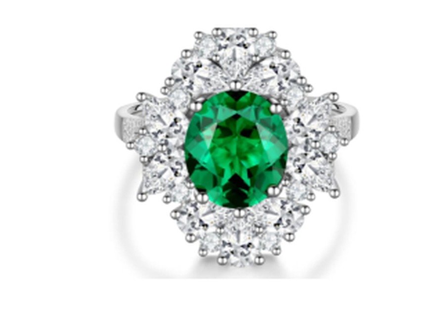 CJ125 Emerald Green Gemstone Engagement Ring – CJ125 - Image 1