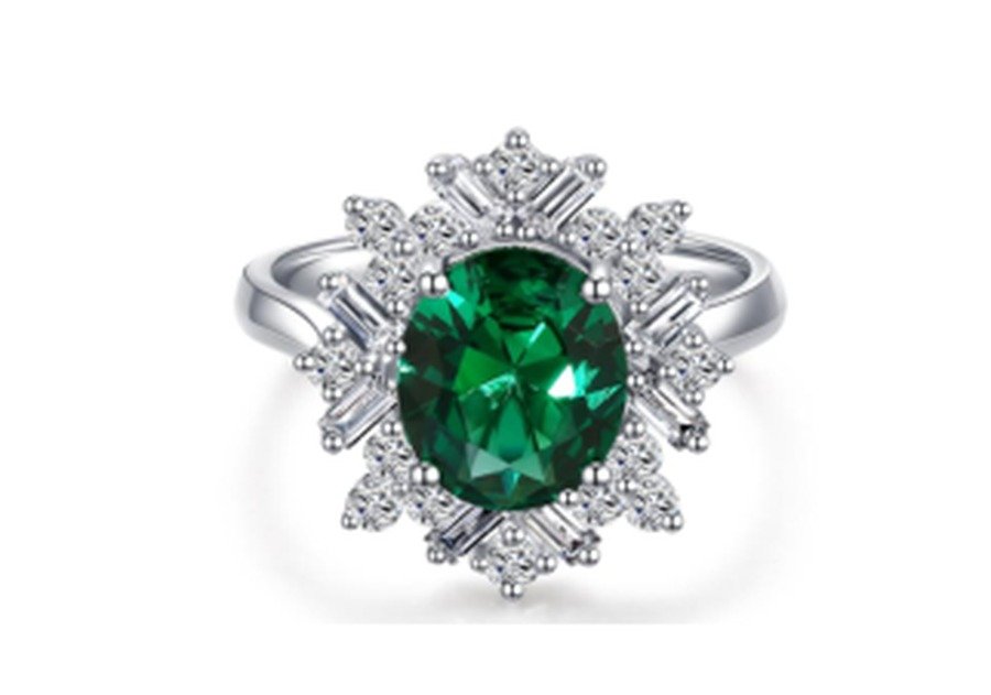 CJ131 Emerald Green Gemstone Engagement Ring – CJ131 - Image 1