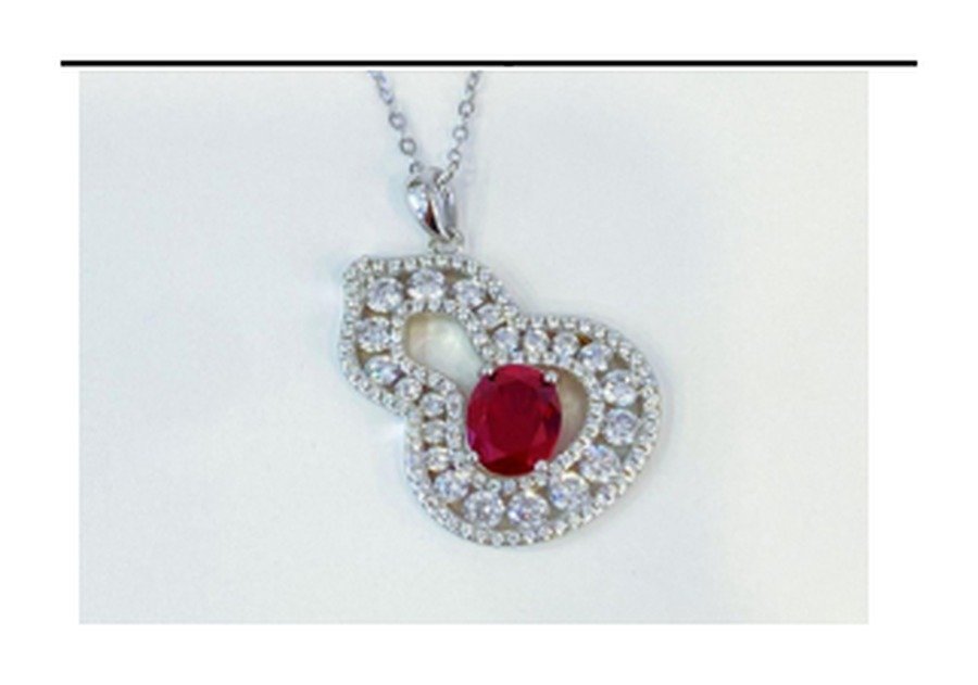 CP007 Ruby Red Pendant Necklace – CP007 - Image 1