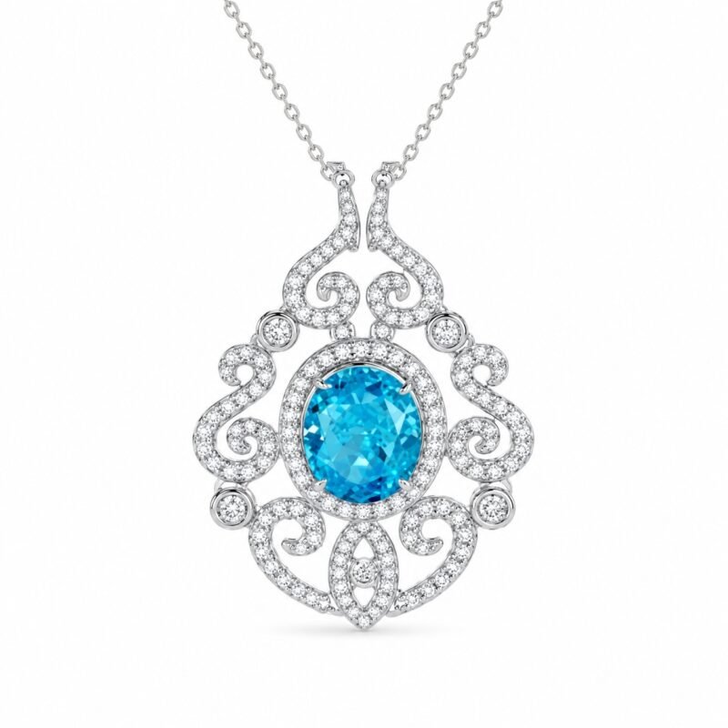 Sapphire Blue Pendant Necklace – CP123