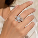 Blooming Petal Moissanite Flower Ring - Image 4