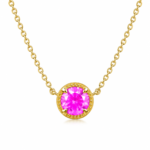 Pink Round Moissanite Pendant Necklace