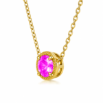 Pink Round Moissanite Pendant Necklace - Image 4