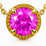 Pink Round Moissanite Pendant Necklace - Image 3