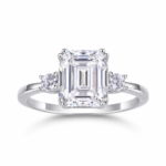 Emerald Cut Three Stone Moissanite Ring