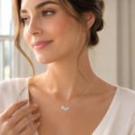 Three Stone Moissanite Bezel Necklace - Image 2