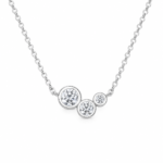 Three Stone Moissanite Bezel Necklace