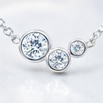 Three Stone Moissanite Bezel Necklace - Image 5