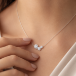 Three Stone Moissanite Bezel Necklace - Image 4