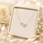 Three Stone Moissanite Bezel Necklace - Image 6