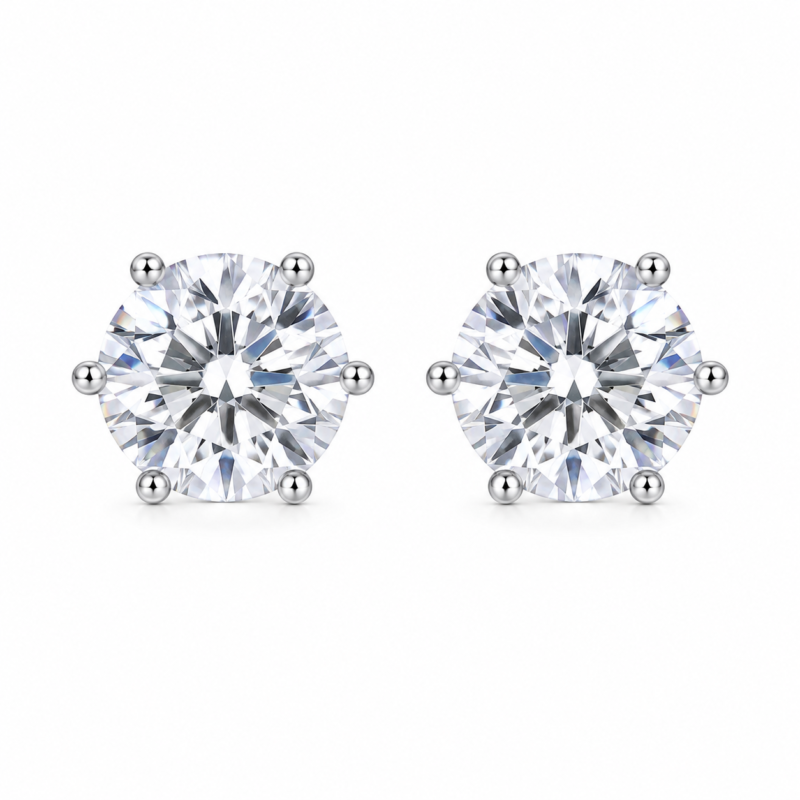 Classic Round Moissanite Stud Earrings