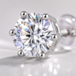 Classic Round Moissanite Stud Earrings - Image 3