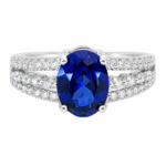 Oval Blue Sapphire Pavé Ring