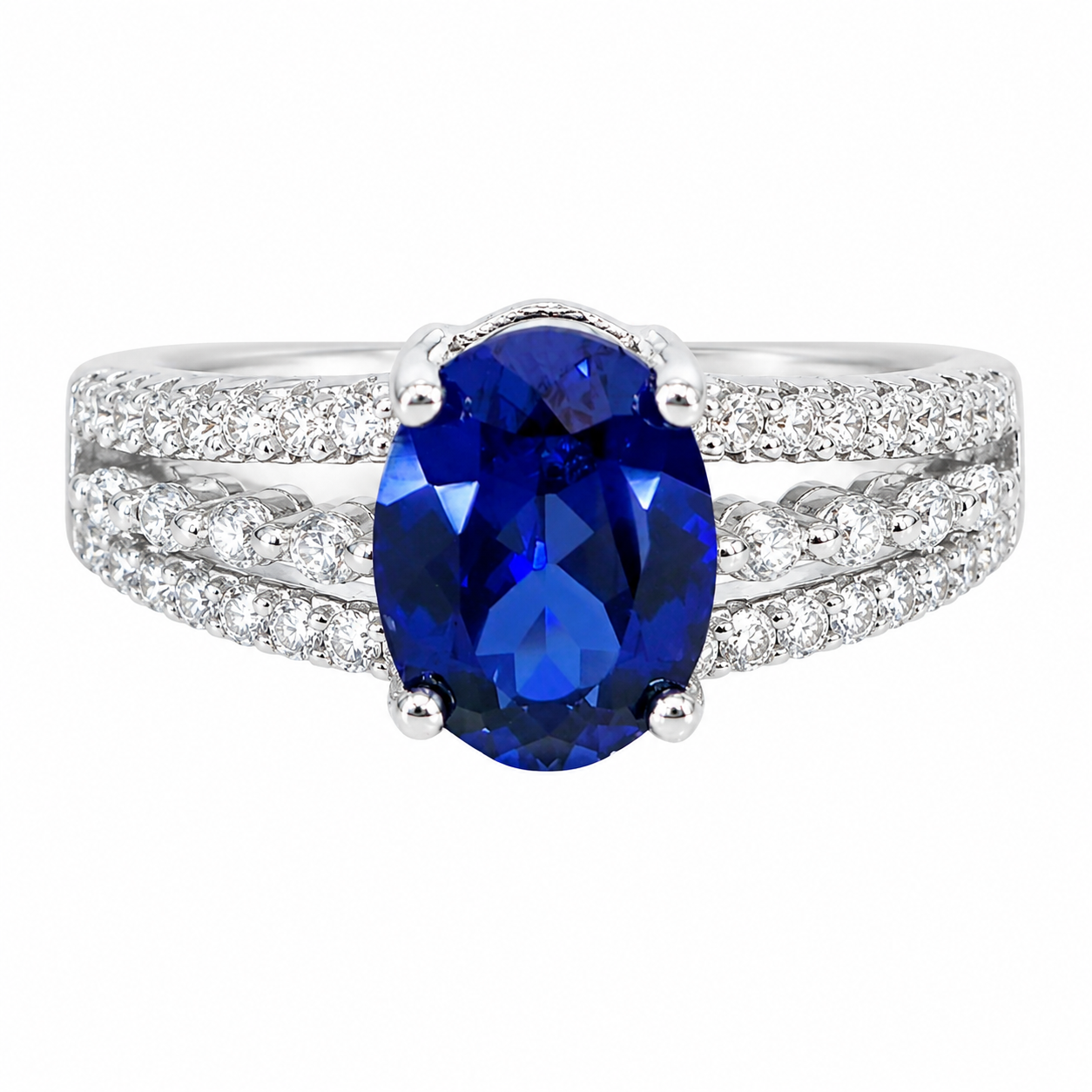 ChatGPT Image 2026年6月15日 14_11_53 (2) Oval Blue Sapphire Pavé Ring - Image 1