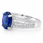 Oval Blue Sapphire Pavé Ring - Image 3