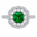Vintage Emerald Green Halo Silver Ring