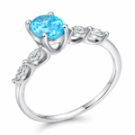 Aqua Blue Oval Gemstone Silver Ring - Image 3