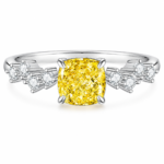 Yellow Cushion Gemstone Silver Ring