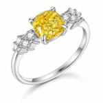 Yellow Cushion Gemstone Silver Ring - Image 3