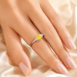 Yellow Cushion Gemstone Silver Ring - Image 2
