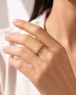Gold Emerald Cut Five Stone Ring - Image 2