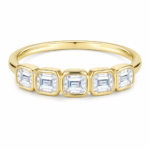 Gold Emerald Cut Five Stone Ring - Image 3