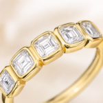 Gold Emerald Cut Five Stone Ring - Image 4