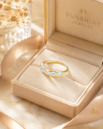 Gold Emerald Cut Five Stone Ring - Image 5