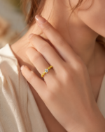Gold Twisted Vine Moissanite Promise Ring - Image 2