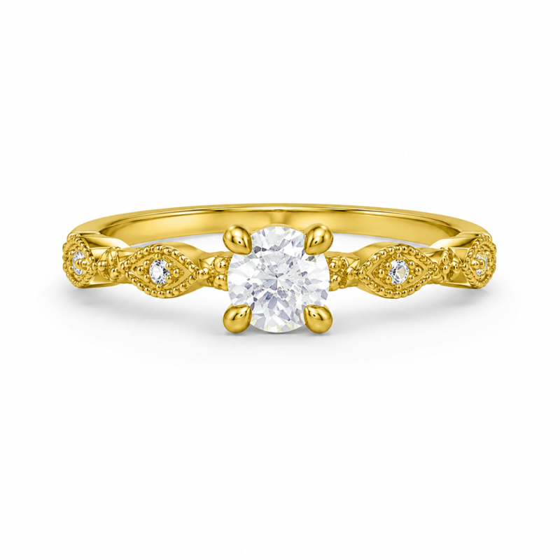 Gold Twisted Vine Moissanite Promise Ring
