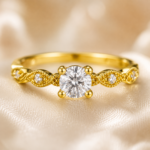 Gold Twisted Vine Moissanite Promise Ring - Image 3