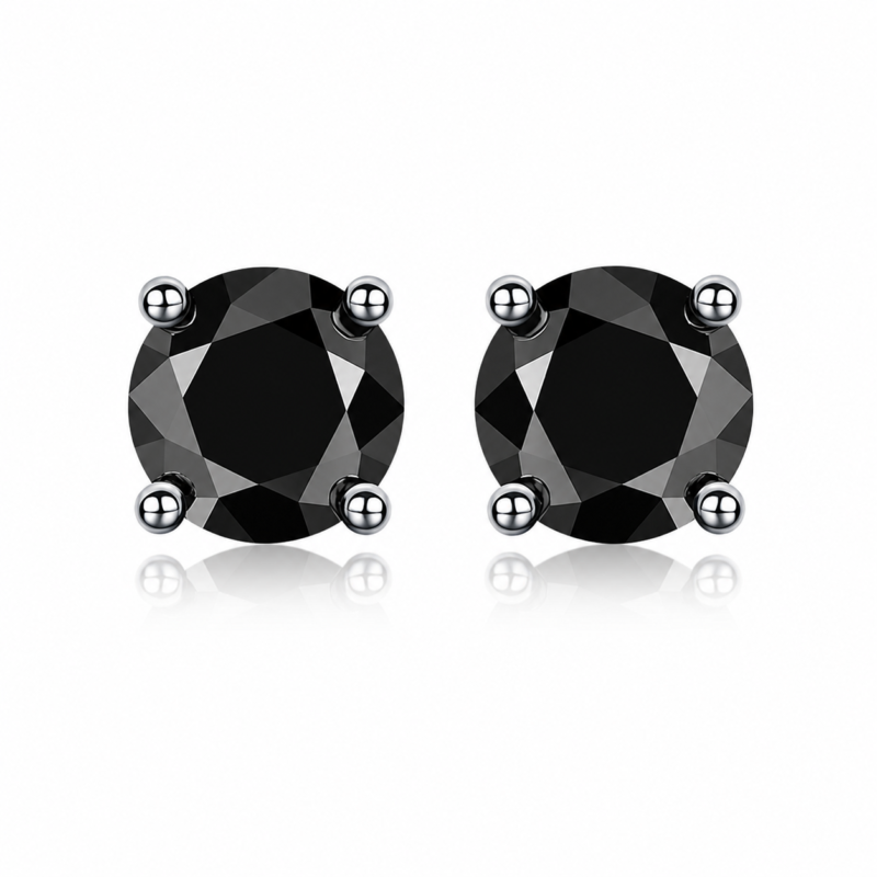 Black Moissanite Stud Earrings
