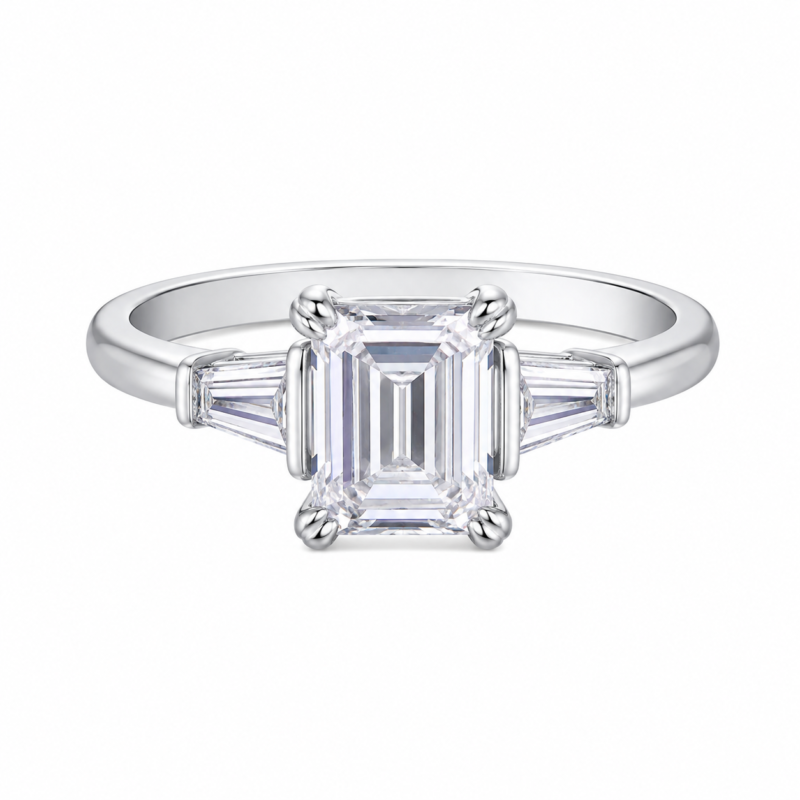 Emerald Cut Baguette Moissanite Ring