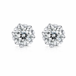 Snowflake Moissanite Stud Earrings in 925 Sterling Silver