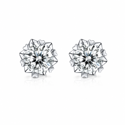 Snowflake Moissanite Stud Earrings in 925 Sterling Silver