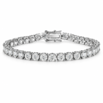 Elite Round Cut Moissanite Tennis Bracelet in 925 Sterling Silver