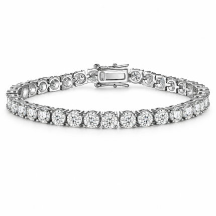 Elite Round Cut Moissanite Tennis Bracelet in 925 Sterling Silver