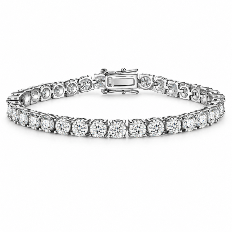 Elite Round Cut Moissanite Tennis Bracelet in 925 Sterling Silver
