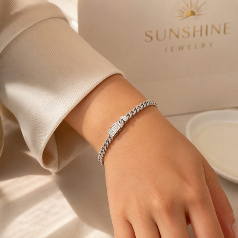 925 Sterling Silver Cuban Link Chain Bracelet second image